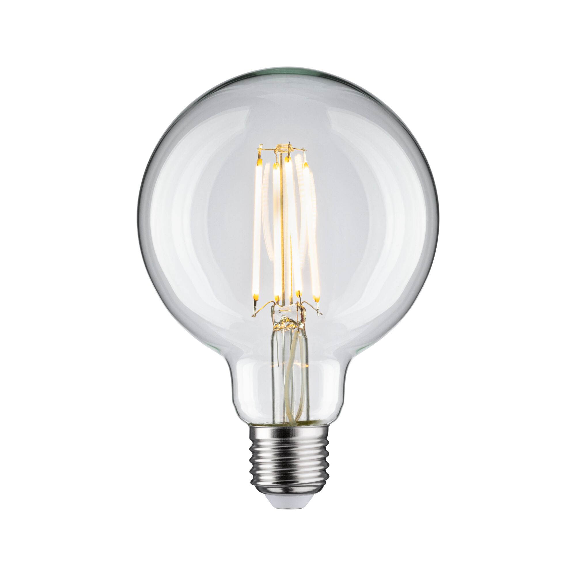 LED light bulb with clear glass and visible filaments, energy-saving lighting solution
