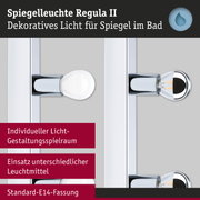 Spiegelleuchte Regula II mit chromfarbenem Metall und E14-Fassung für Badbeleuchtung