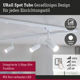 Weißer URail Spot Tubo LED-Strahler mit 3-Stufen-Dimmfunktion für modernes Raumlicht