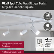 Weißer URail Spot Tubo LED-Strahler mit 3-Stufen-Dimmfunktion und neutralweißem Licht