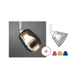 Moderne Deckenleuchte mit rauchgrauem Glas und silbernem Metall, dimmbare LED-Spotbeleuchtung