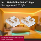 MaxLED Full-Line COB 90° corner connector in clear plastic for seamless LED strip lighting
