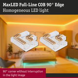 MaxLED Full-Line COB 90° corner connector in clear plastic for seamless LED strip lighting