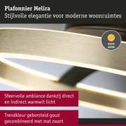 Plafonnier Melira in geborsteld goud en mat zwart met warm wit licht voor moderne woonruimtes