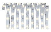 Flexibler LED-Lichtstreifen in Weiß mit warmweißen LEDs für vielseitige Beleuchtungslösungen.