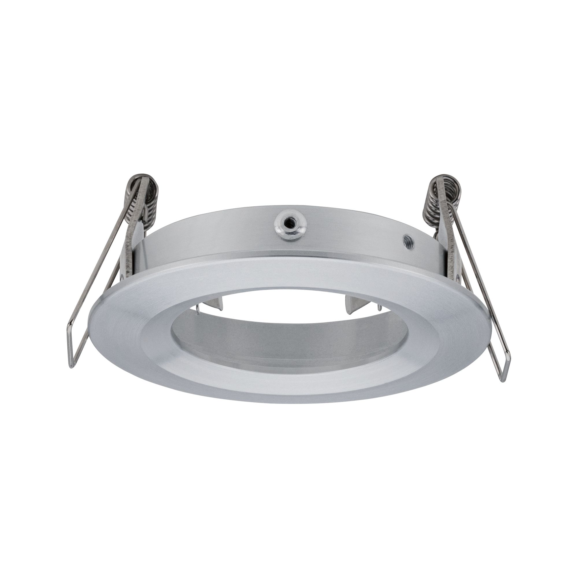 Ronde zilverkleurige metalen inbouwring met veerklemmen voor LED inbouwspots