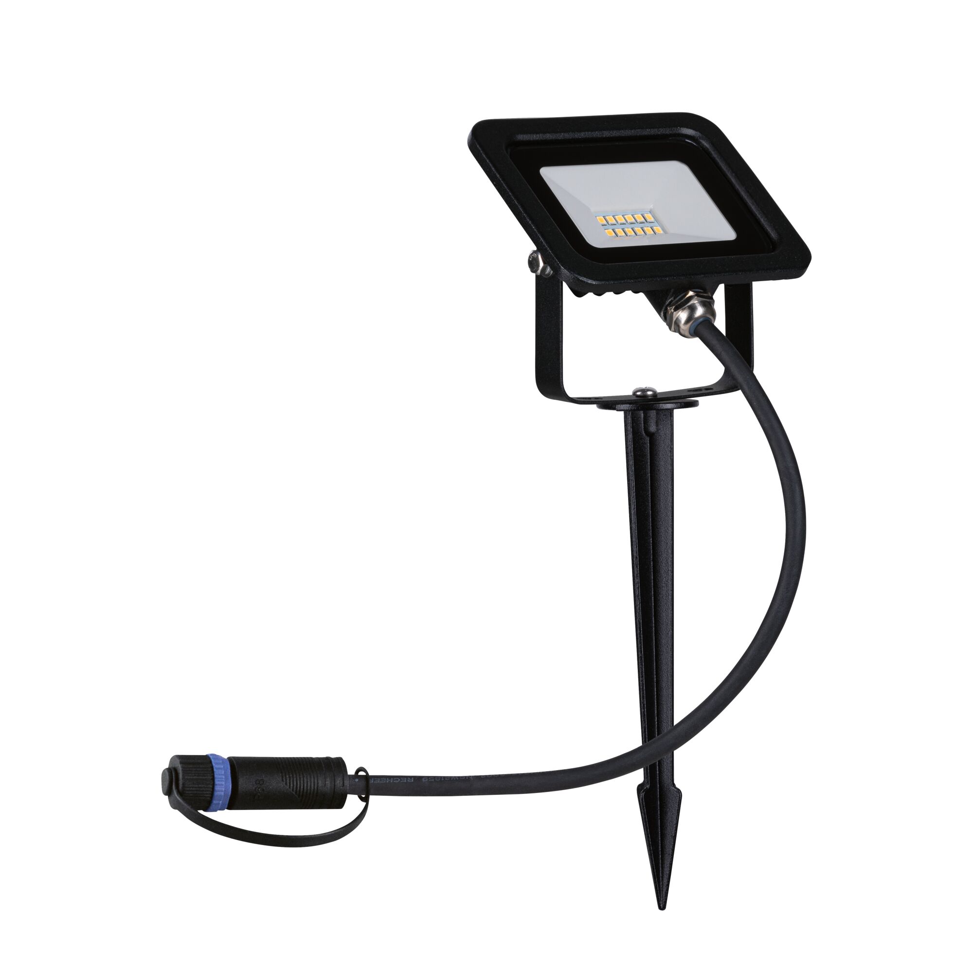 Zwarte LED-buitenstraalspot met grondpin en kabel voor tuinverlichting buiten