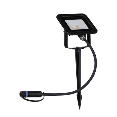 Zwarte LED-buitenstraalspot met grondpin en kabel voor tuinverlichting buiten