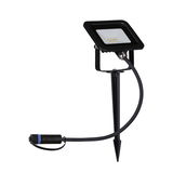 Black LED outdoor spotlight with ground spike and cable for garden and exterior lighting
