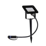 Schwarzer LED-Außenspot mit Erdspieß und Kabel für Gartenbeleuchtung und Außenbereich