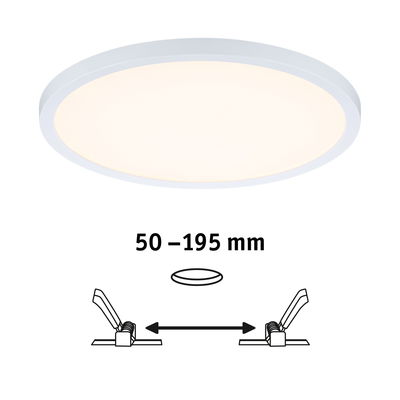 Runde weiße LED-Deckenleuchte mit Diffusor und Einbaumaß 50-195 mm für moderne Raumbeleuchtung