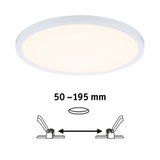 Round white LED ceiling light with diffuser and installation size 50-195 mm for modern room lighting
