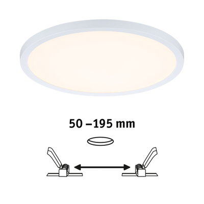 Round white LED ceiling light with diffuser and installation size 50-195 mm for modern room lighting