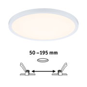 Round white LED ceiling light with diffuser and installation size 50-195 mm for modern room lighting