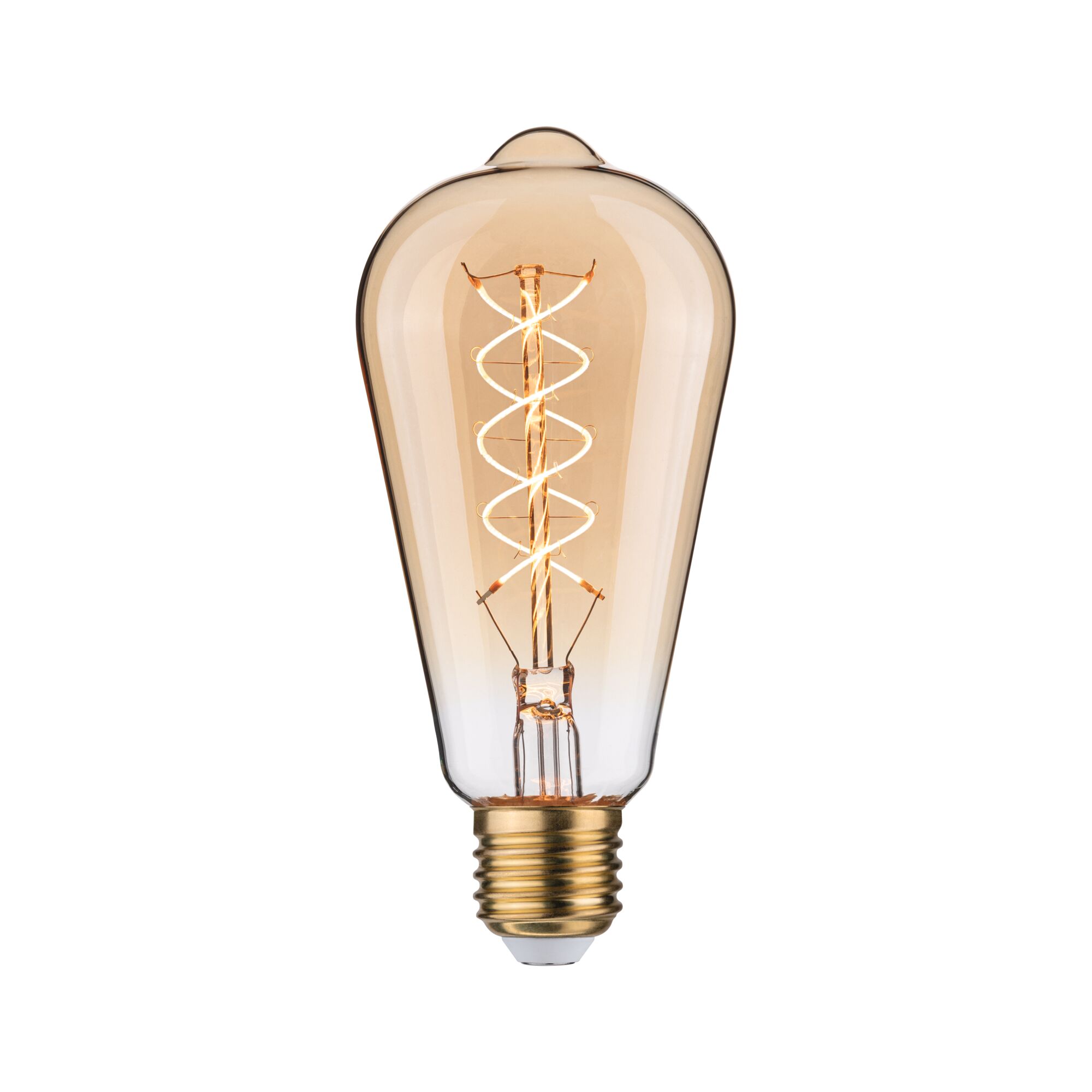 Rustic Shine Standard 230V LED Kolben E27 Filament in S-Form 300lm 4,2W 1800K dimmbar Gold Vintage LED-Glühbirne mit Spiralfaden in bernsteinfarbenem Glas und E27-Fassung für dekorative Beleuchtung