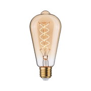Vintage LED bulb with spiral filament in amber glass and E27 base for decorative lighting use