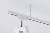 Moderne witte LED-railspot met chromen staaf voor flexibele binnenverlichting