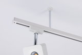 Modern white LED track spotlight with chrome rod for flexible indoor lighting solutions