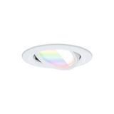 Weißer LED-Einbaustrahler mit schwenkbarem Kopf und RGB-Farbwechsel für moderne Raumbeleuchtung