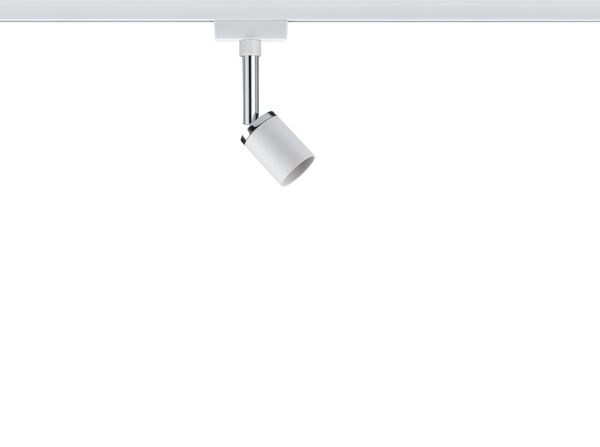 Moderner weißer LED-Strahler aus Metall mit verstellbarem Kopf für Schienensystembeleuchtung