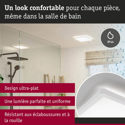 Plafonnier LED blanc ultra-plat IP44 pour salle de bain, résistant aux éclaboussures et à la rouille