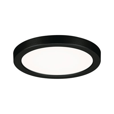 Round LED ceiling light with black metal frame and white diffuser for modern room lighting