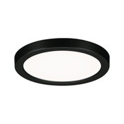 Round LED ceiling light with black metal frame and white diffuser for modern room lighting
