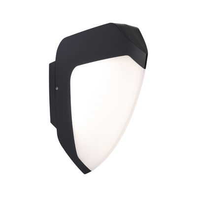 Modern black metal outdoor wall light with white diffuser for garden lighting