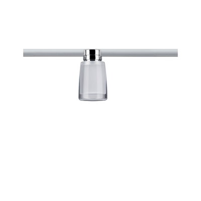 Moderne loftspot med klart glas og krommet metal til stilfuld belysning