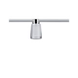 Moderne loftspot med klart glas og krommet metal til stilfuld belysning