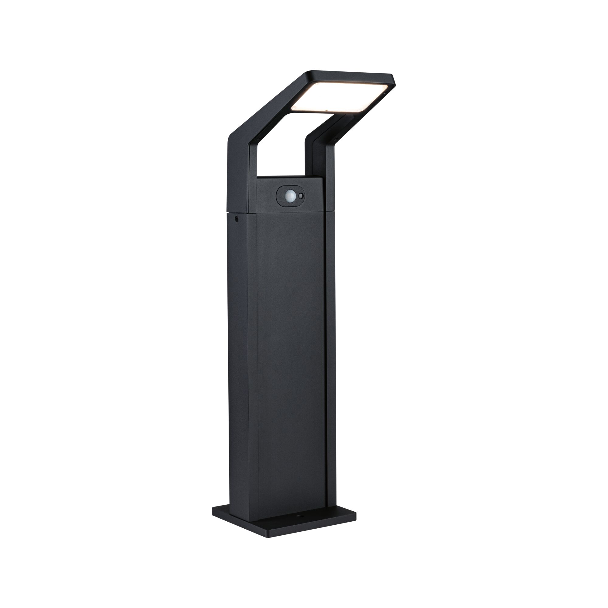 Moderne schwarze LED-Außenleuchte aus Metall mit Bewegungsmelder für Garten und Terrasse