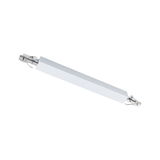 White aluminum connector profile with metal clamps for LED track lighting, modern lighting accessory
