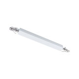 White aluminum connector profile with metal clamps for LED track lighting, modern lighting accessory