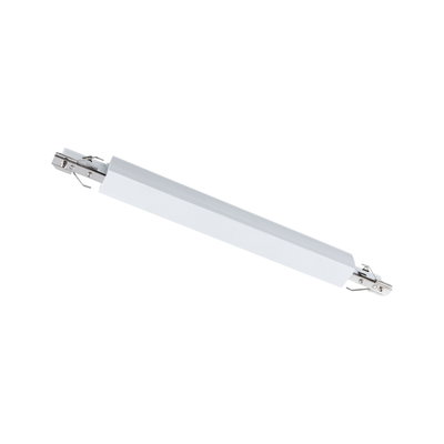 White aluminum connector profile with metal clamps for LED track lighting, modern lighting accessory