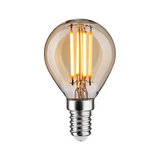 Small LED filament bulb with clear glass and warm white light for energy-efficient lighting solutions