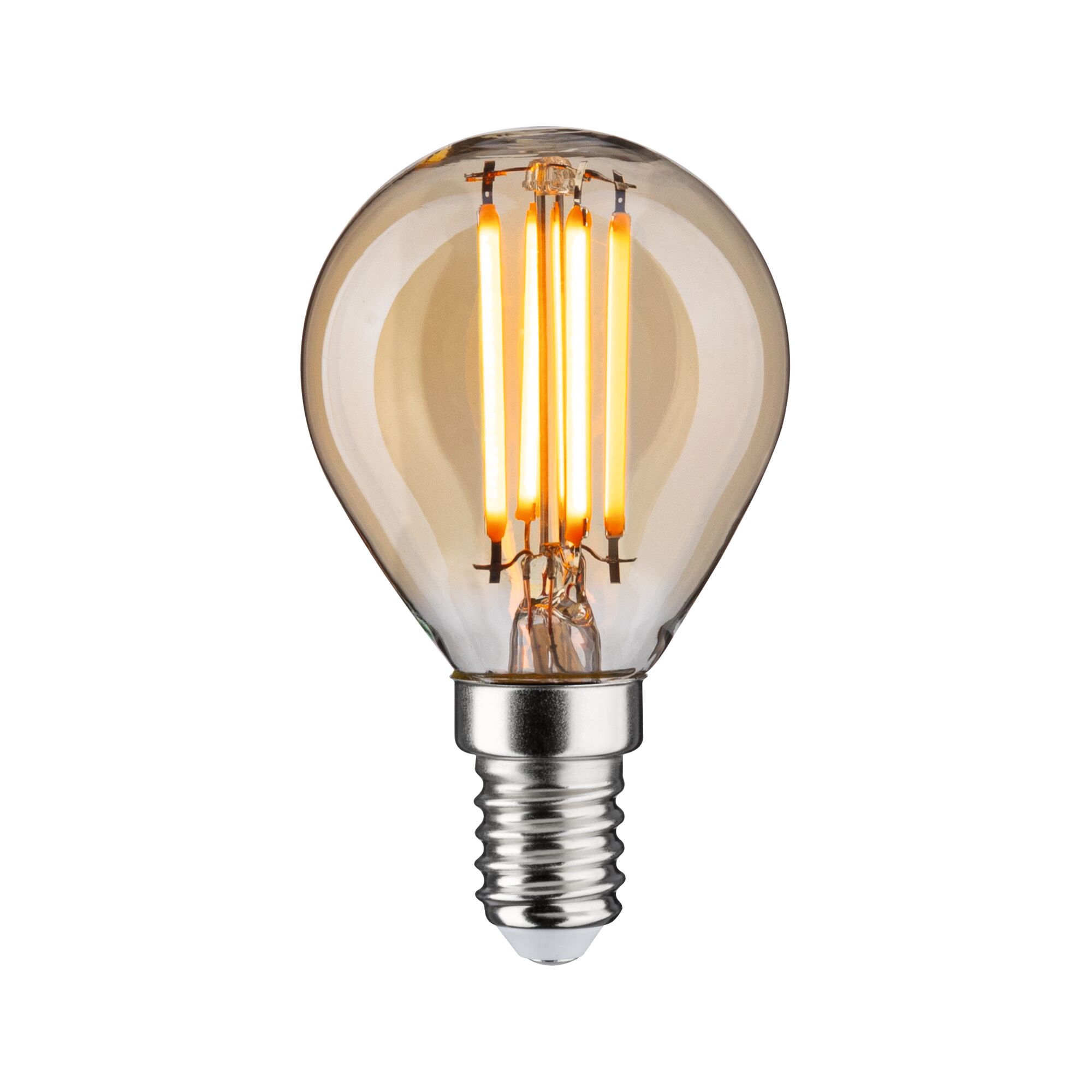1879 Filament 230 V 3-Step-Dim Sphérique LED E14 3 Step Dim 450lm 4,9W 1800K gradable Doré Petite ampoule LED filament en verre transparent avec lumière blanc chaud pour éclairage économique