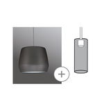 Moderne zwarte metalen hanglamp met cilindrisch ontwerp en diffuus licht voor woonruimtes