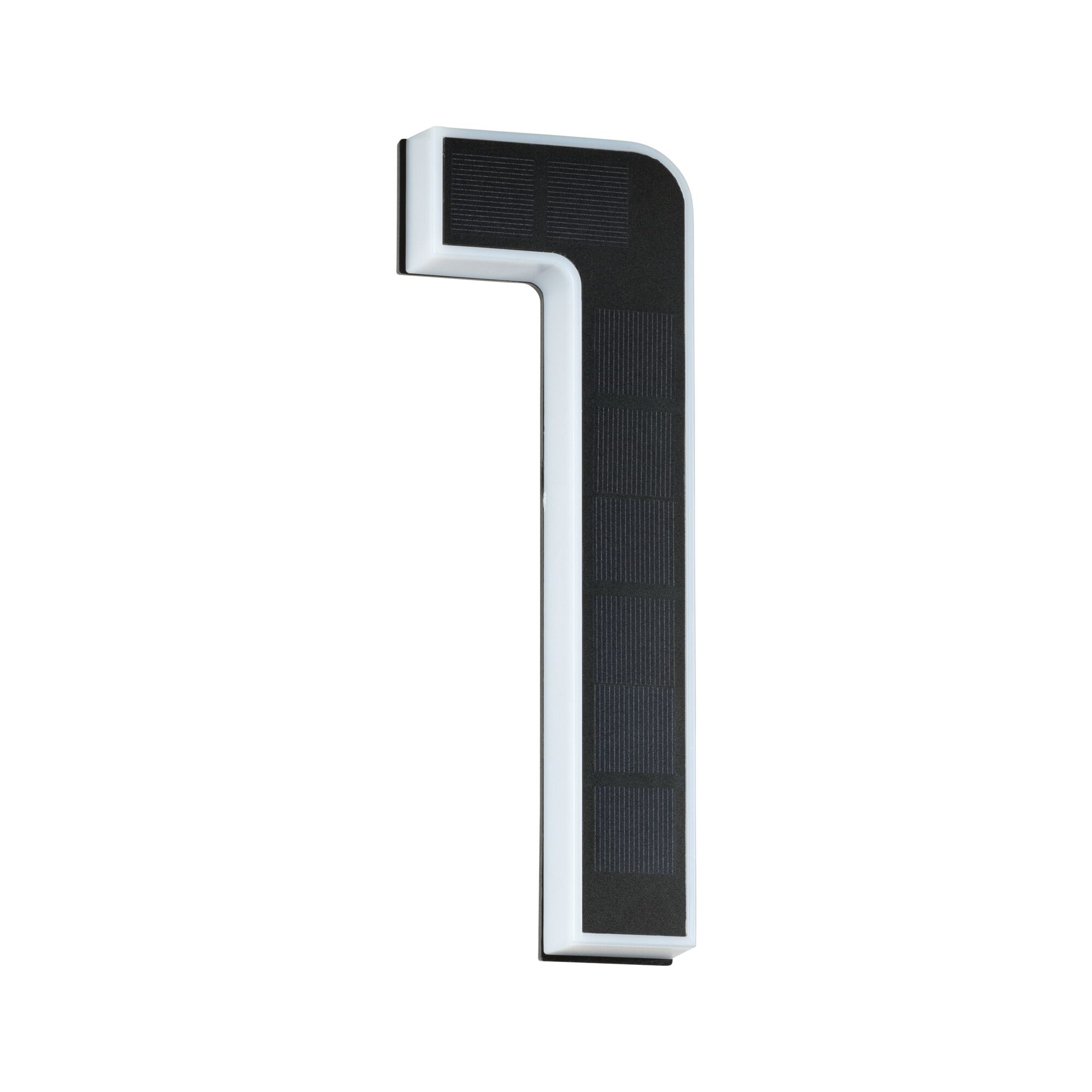 Modern white LED wall light with black solar panel for energy-saving outdoor lighting