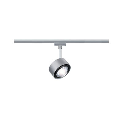 Moderne zilveren metalen LED-spot op railsysteem voor flexibele kamerverlichting