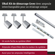 Kit de démarrage URail avec spots en aluminium argenté et rails pour système d'éclairage LED flexible