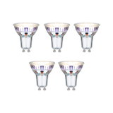 Sæt med fem GU10 LED-spotlys med klart glas og sølvbase til energieffektiv belysning