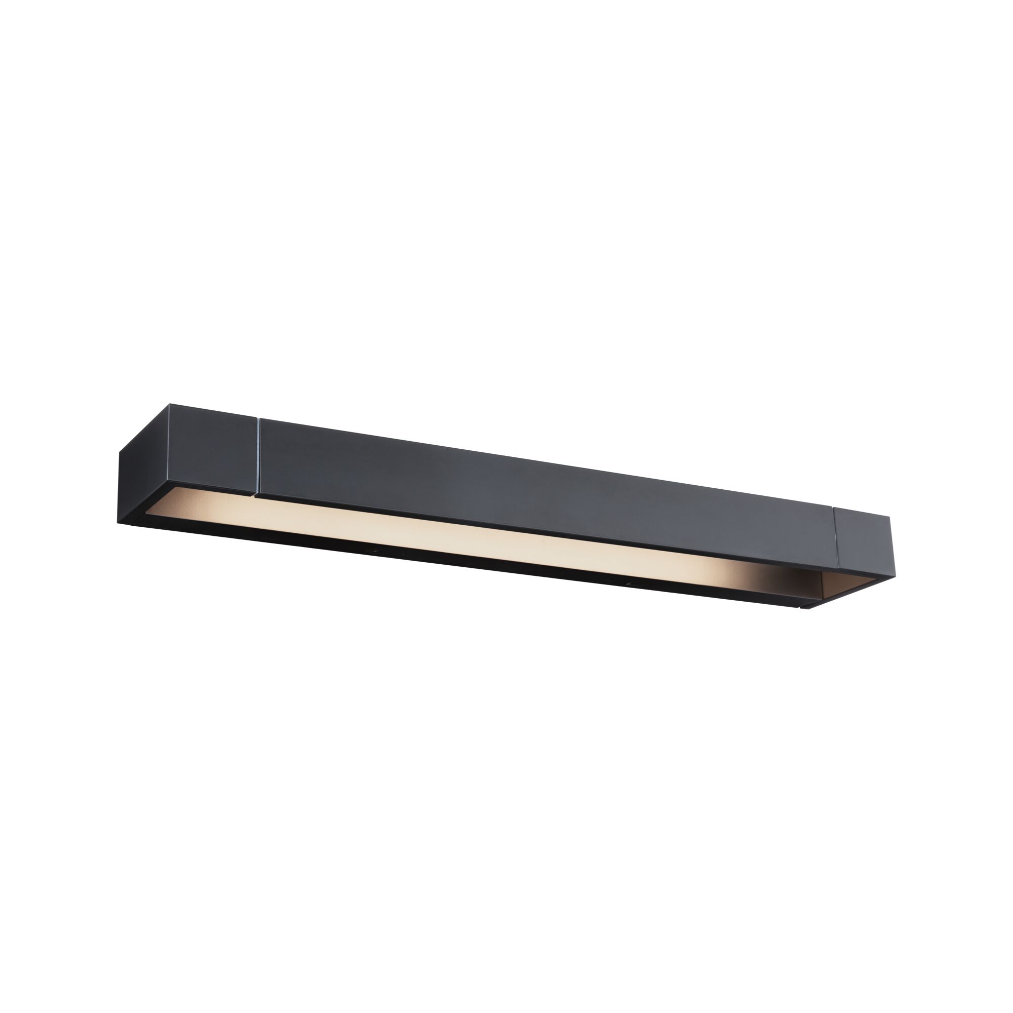 Black metal LED wall light with warm white illumination for modern indoor lighting