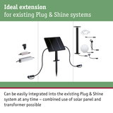 Black solar panel with ground spike and accessories for Plug & Shine lighting systems