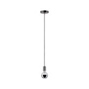 Modern pendant light with black cord and silver bulb for stylish interior lighting