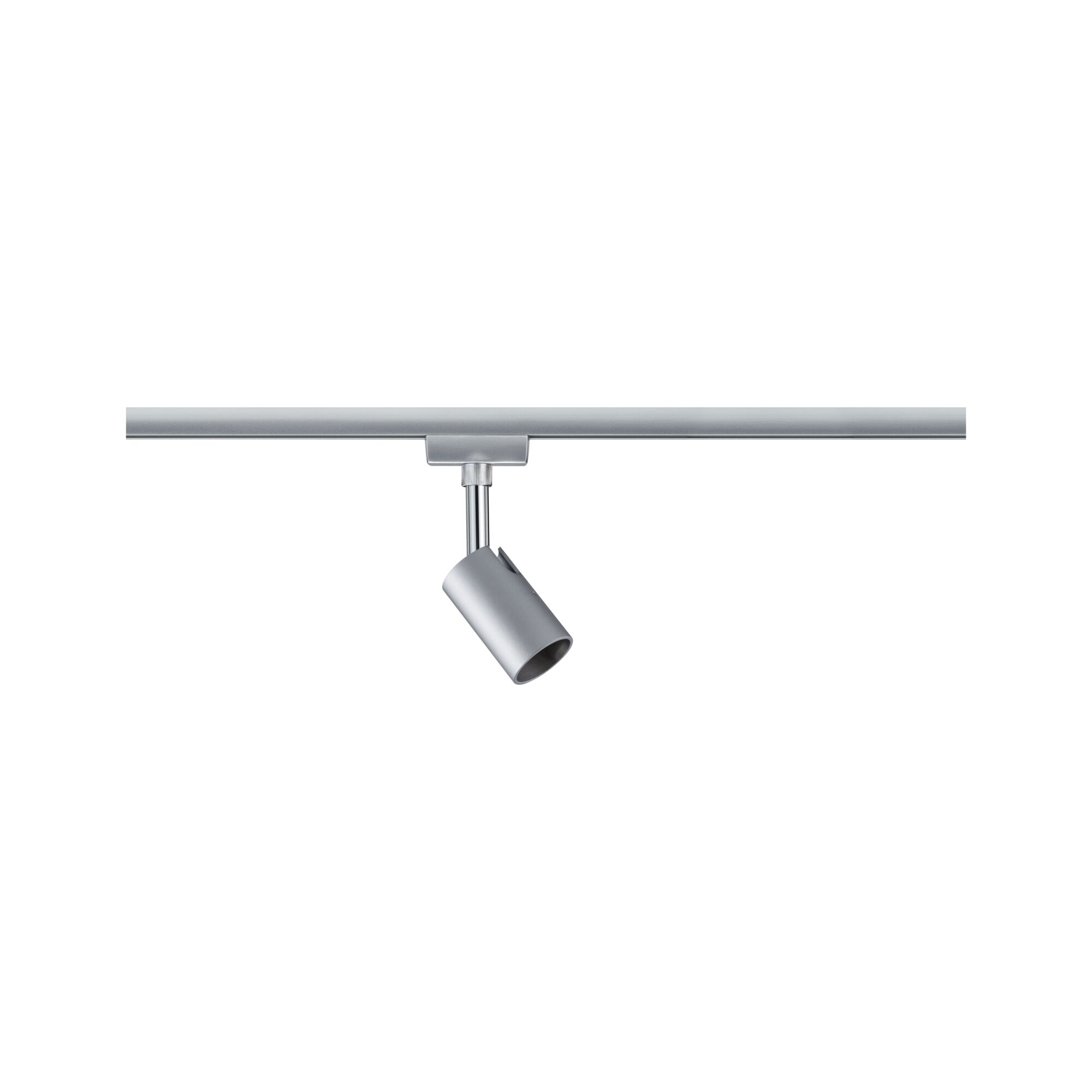 Moderner schwenkbarer LED-Strahler aus silbernem Aluminium für Schienensysteme im Innenbereich
