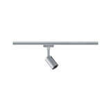 Moderner schwenkbarer LED-Strahler aus silbernem Aluminium für Schienensysteme im Innenbereich