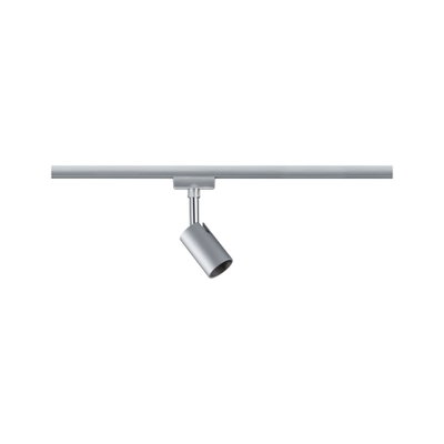 Moderner schwenkbarer LED-Strahler aus silbernem Aluminium für Schienensysteme im Innenbereich