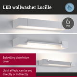White aluminium LED wallwasher Lucille with swivelling cover for adjustable direct or indirect light effects