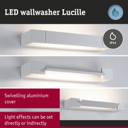 White aluminium LED wallwasher Lucille with swivelling cover and IP44 protection for indoor and outdoor use