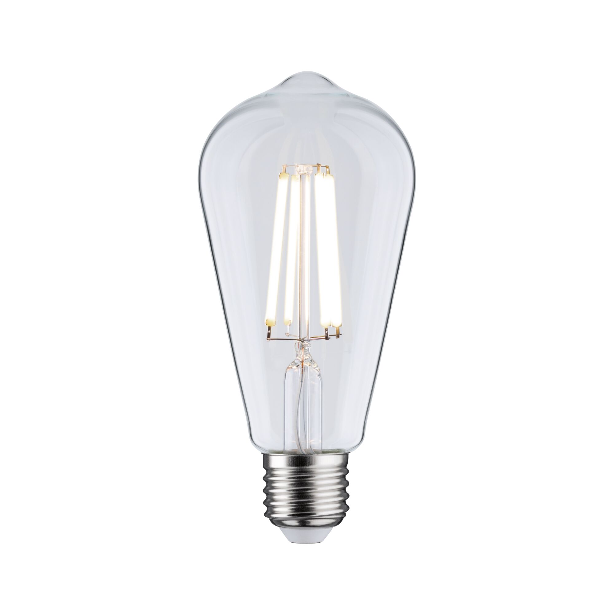 Klassische LED-Glühbirne mit transparentem Glas und E27-Fassung für energiesparende Beleuchtung